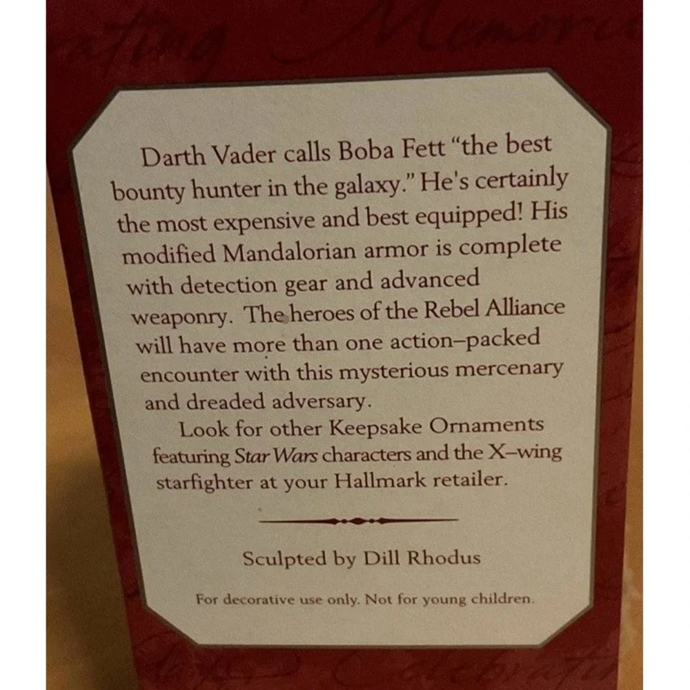 Hallmark Keepsake‎ Boba Fett Star Wars Ornament Vintage 1998 Never Used